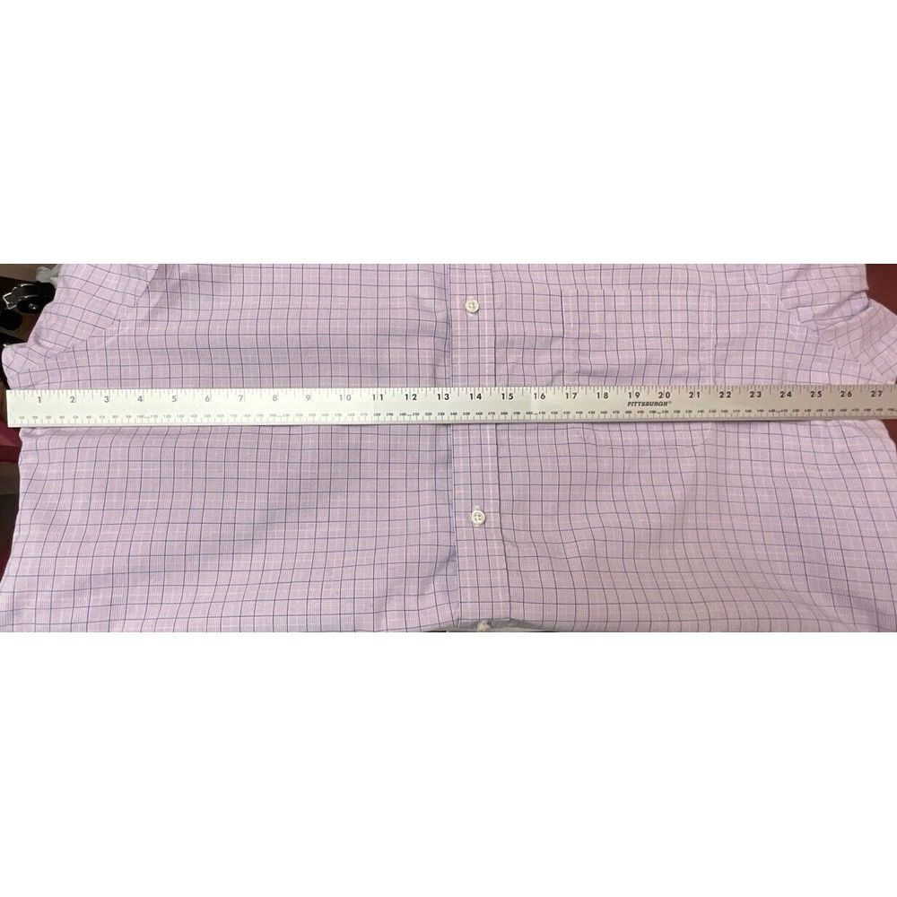 Lauren Ralph Dress Shirt Mens 17.5 34/35 Purple Plaid Long Sleeve